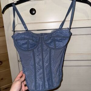 Lace Corset Top in Blue never worn